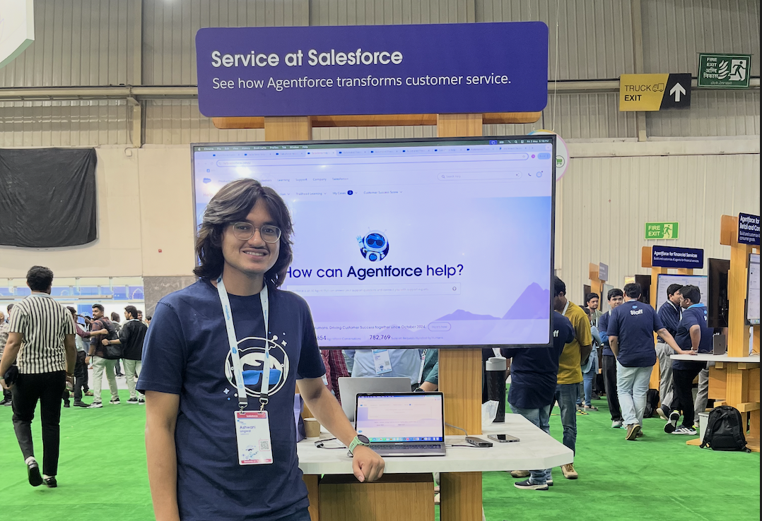 Ashwani at the Service at Salesforce booth, TrailheadDX’25 Bengaluru